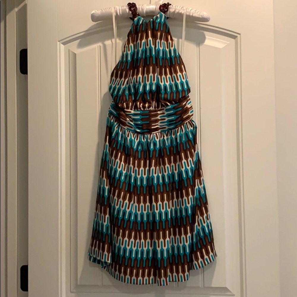 Milly halter dress with necklace detail